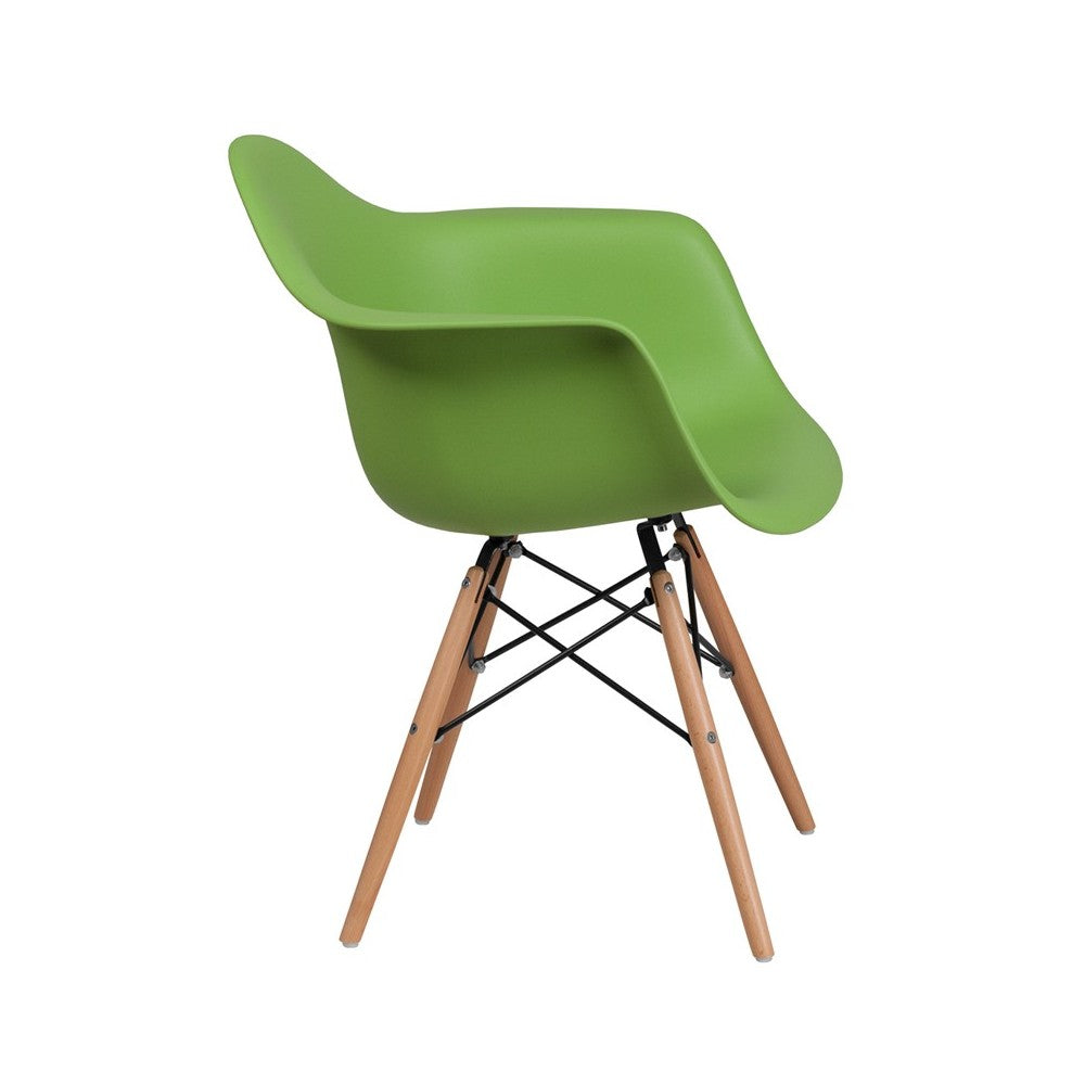 Alonza Series Green Plastic Chair with Wooden Legs
