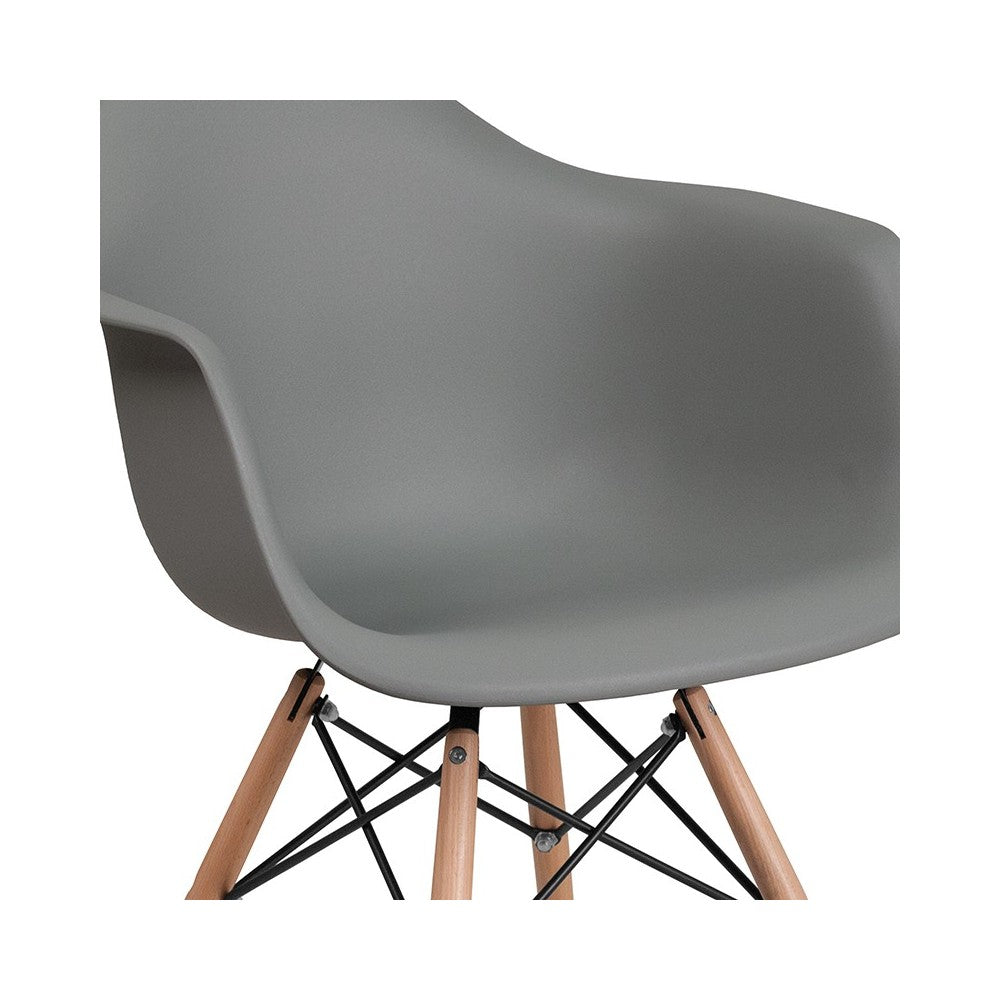 Alonza Series Moss Gray Plastic Chair with Wooden Legs