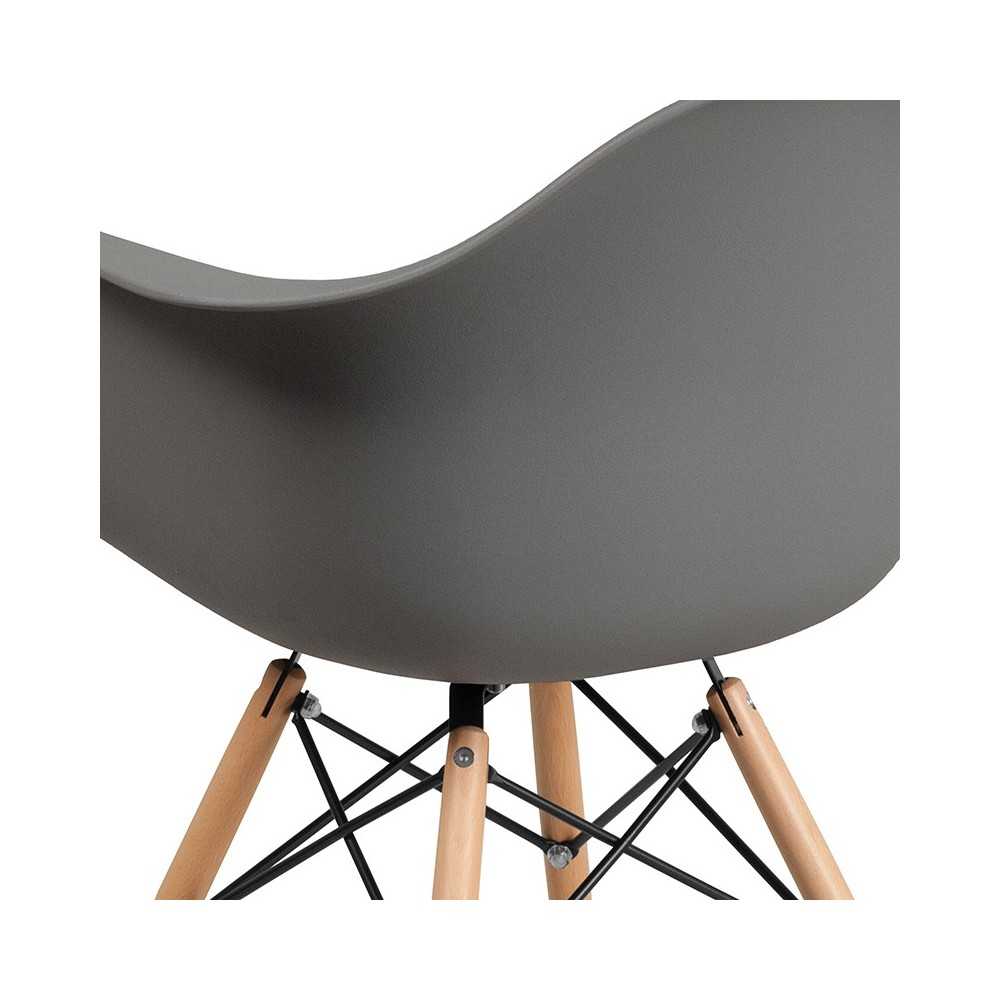 Alonza Series Moss Gray Plastic Chair with Wooden Legs