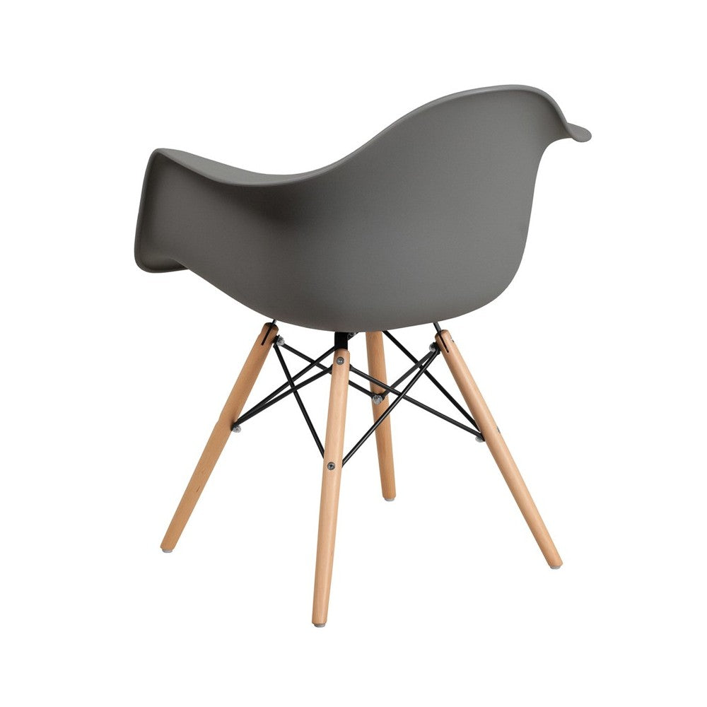 Alonza Series Moss Gray Plastic Chair with Wooden Legs