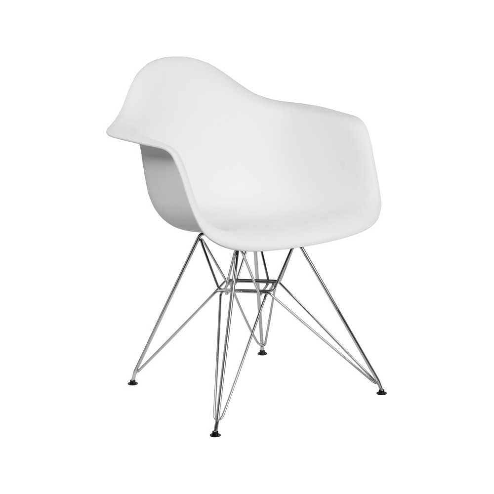 Alonza Series White Plastic Chair with Chrome Base
