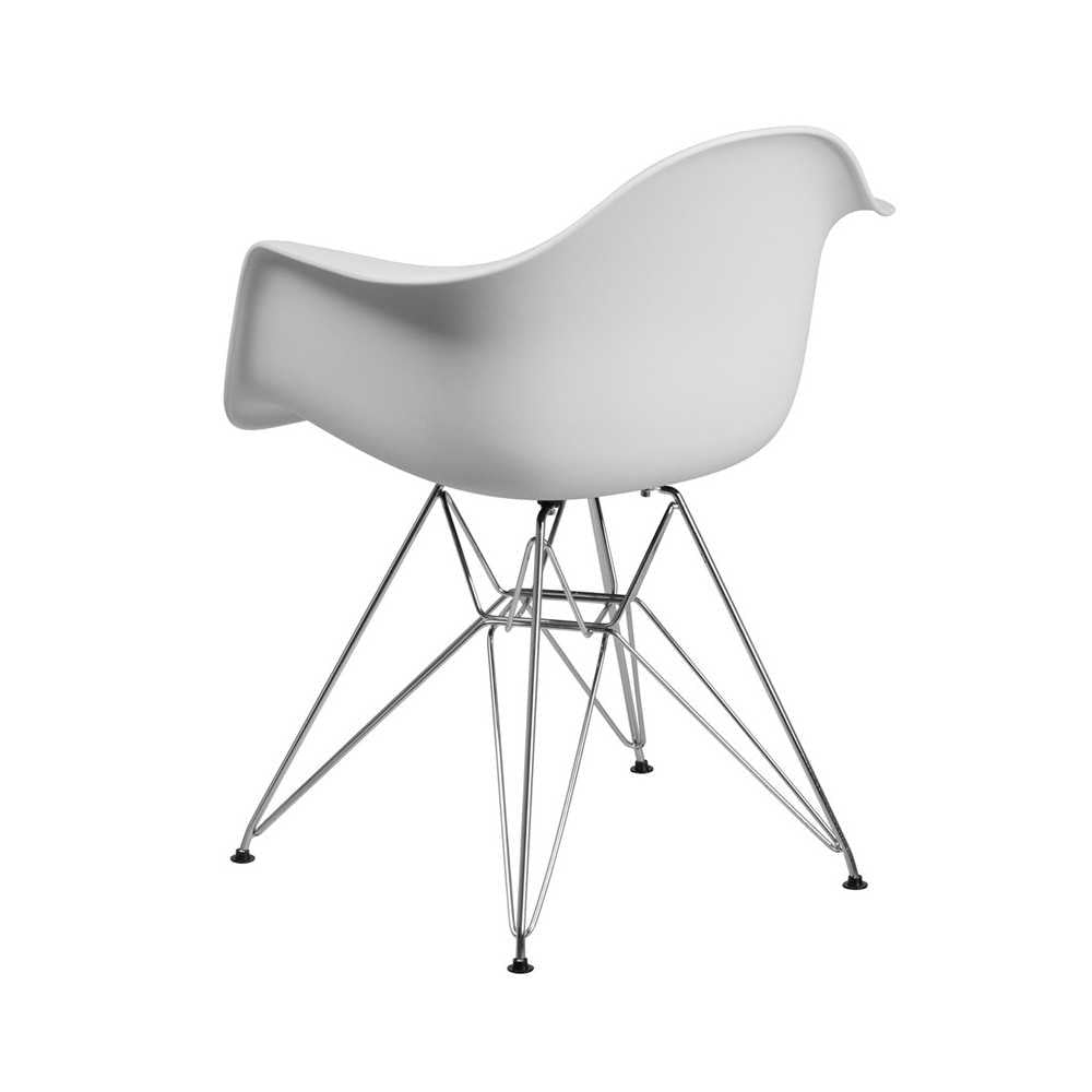 Alonza Series White Plastic Chair with Chrome Base