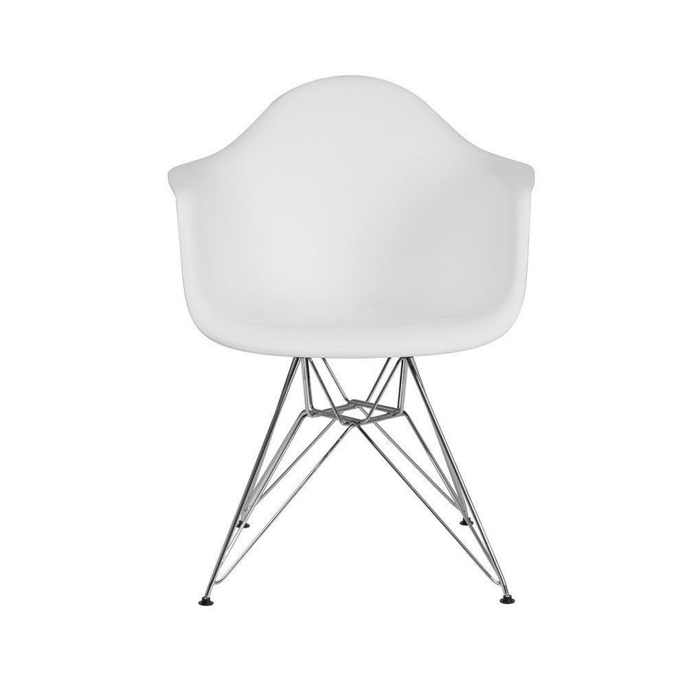 Alonza Series White Plastic Chair with Chrome Base
