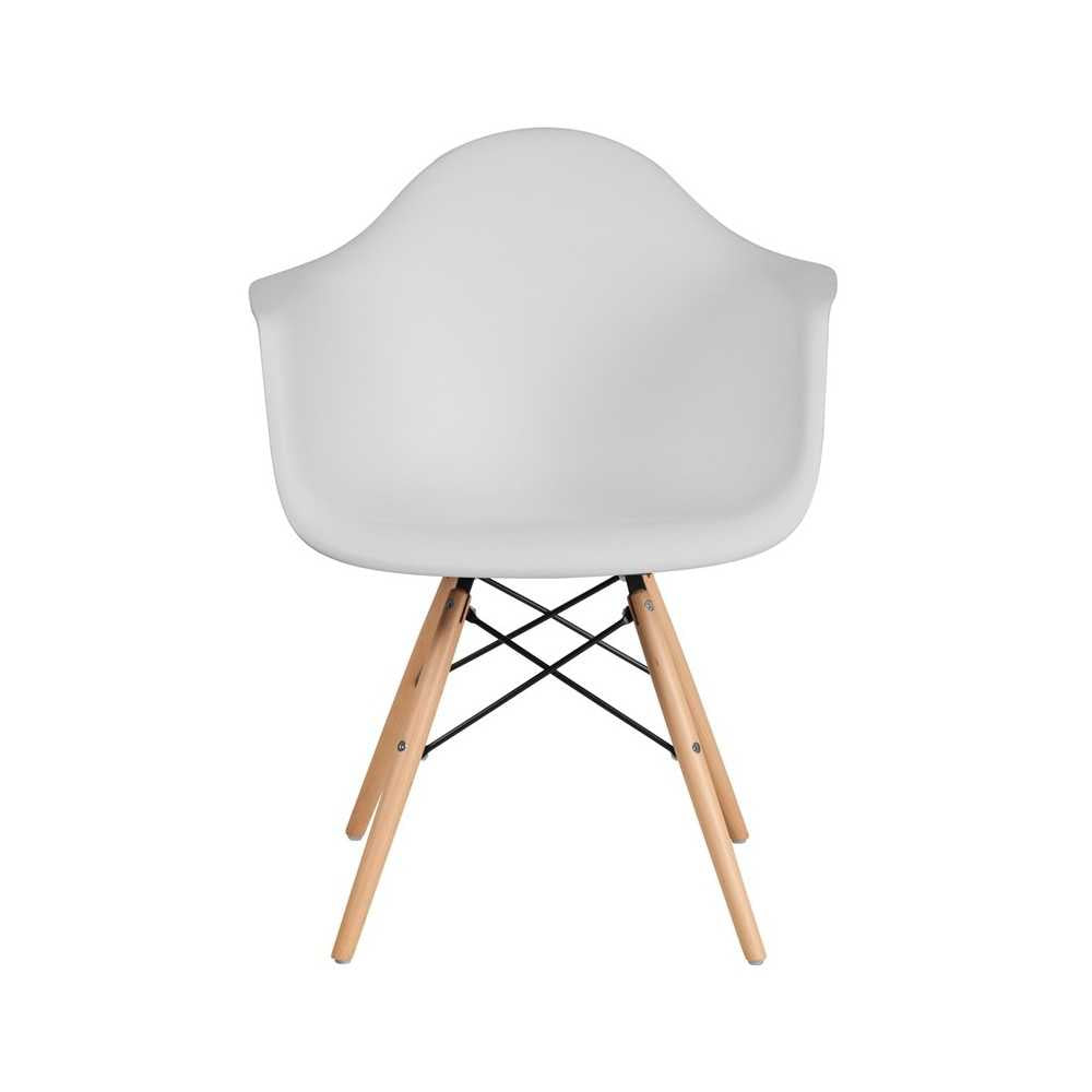 Alonza Series White Plastic Chair with Wooden Legs