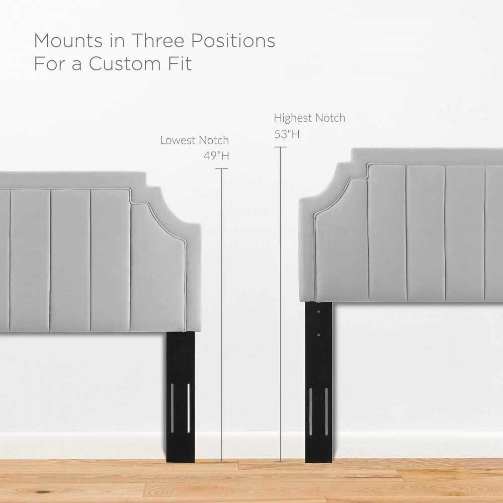 Alyona Channel Tufted Performance Velvet King/California King Headboard, Light Gray