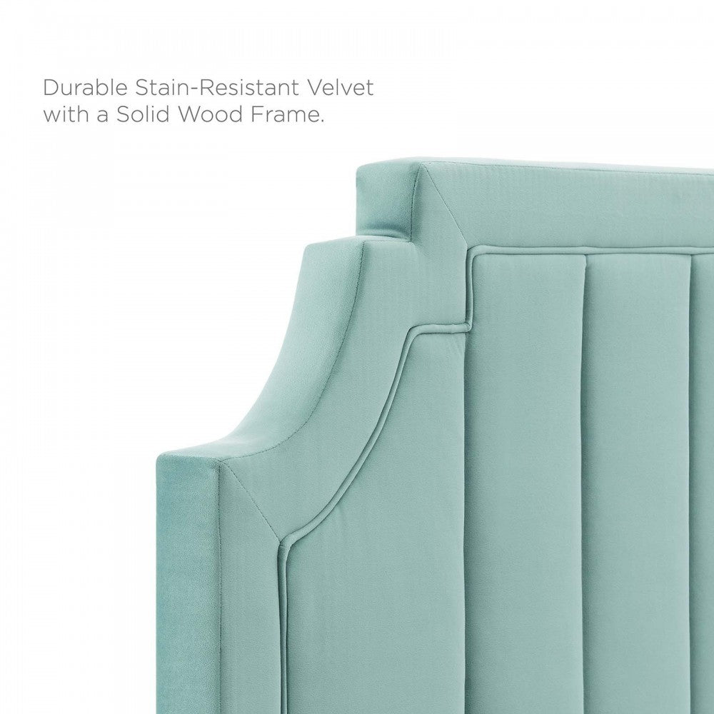 Alyona Channel Tufted Performance Velvet King/California King Headboard, Mint