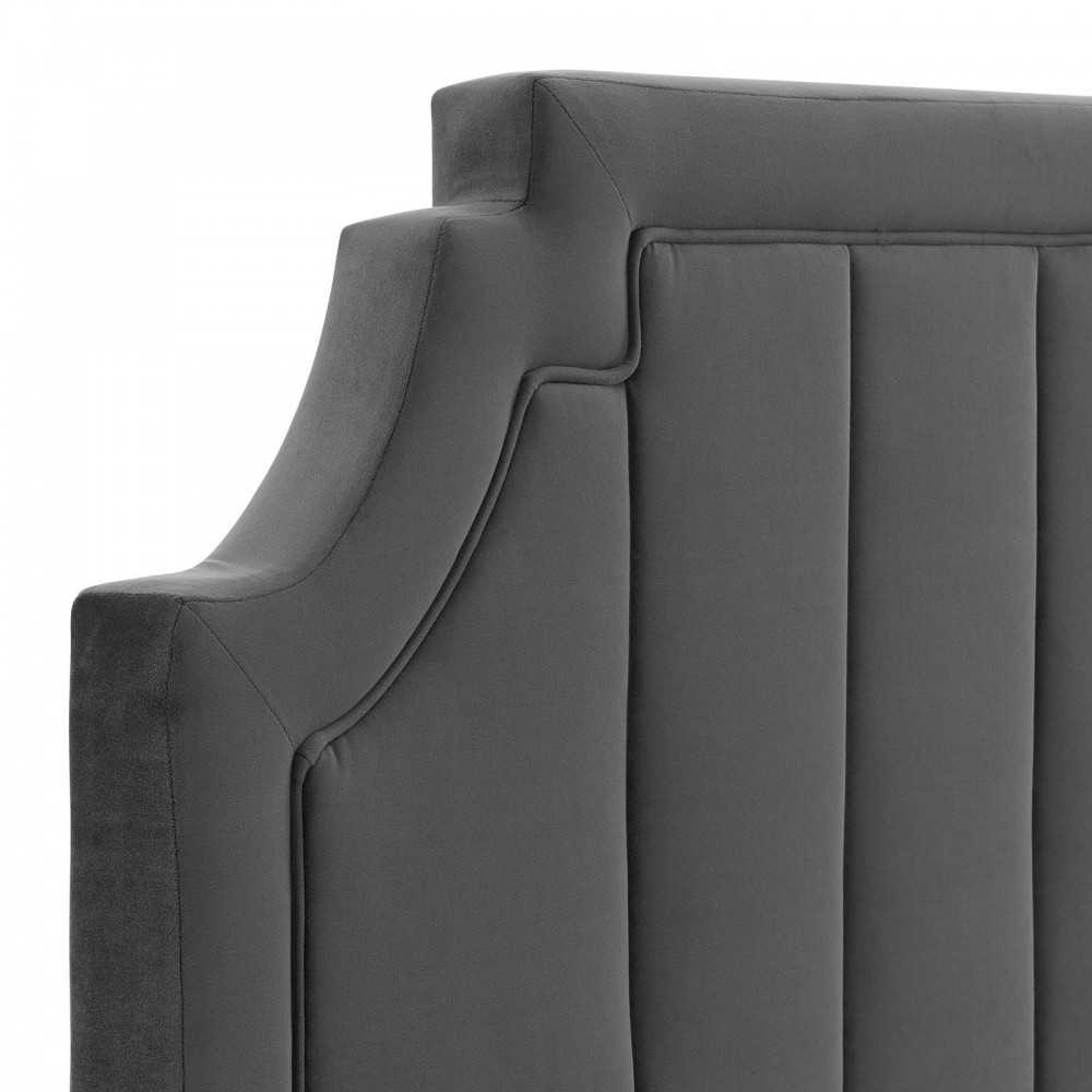 Alyona Channel Tufted Performance Velvet King/California King Headboard, Charcoal