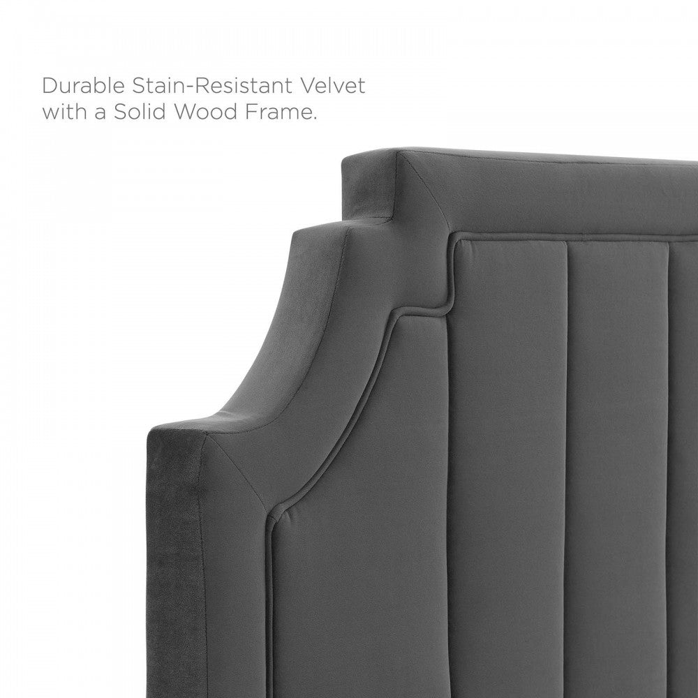 Alyona Channel Tufted Performance Velvet King/California King Headboard, Charcoal