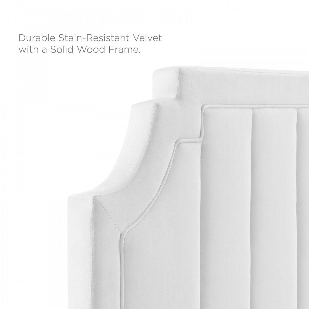 Alyona Channel Tufted Performance Velvet Twin Headboard, White