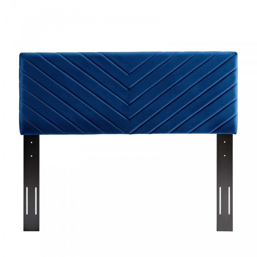 Alyson Angular Channel Tufted Performance Velvet King / California King Headboard, Navy