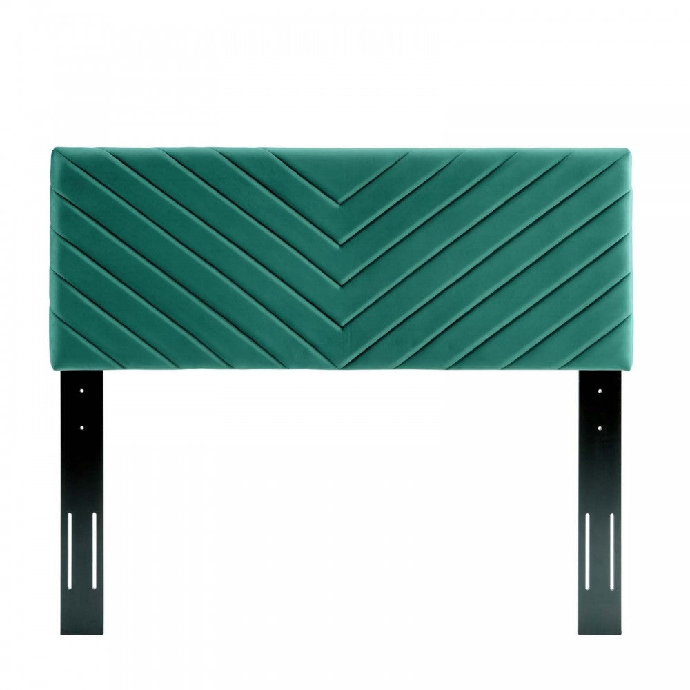 Alyson Angular Channel Tufted Performance Velvet King / California King Headboard, Teal