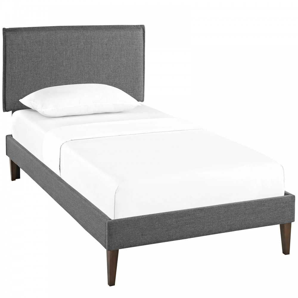 Amaris Twin Fabric Platform Bed with Squared Tapered Legs