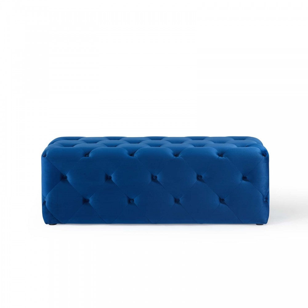 Amour 48" Tufted Button Entryway Performance Velvet Bench, Navy