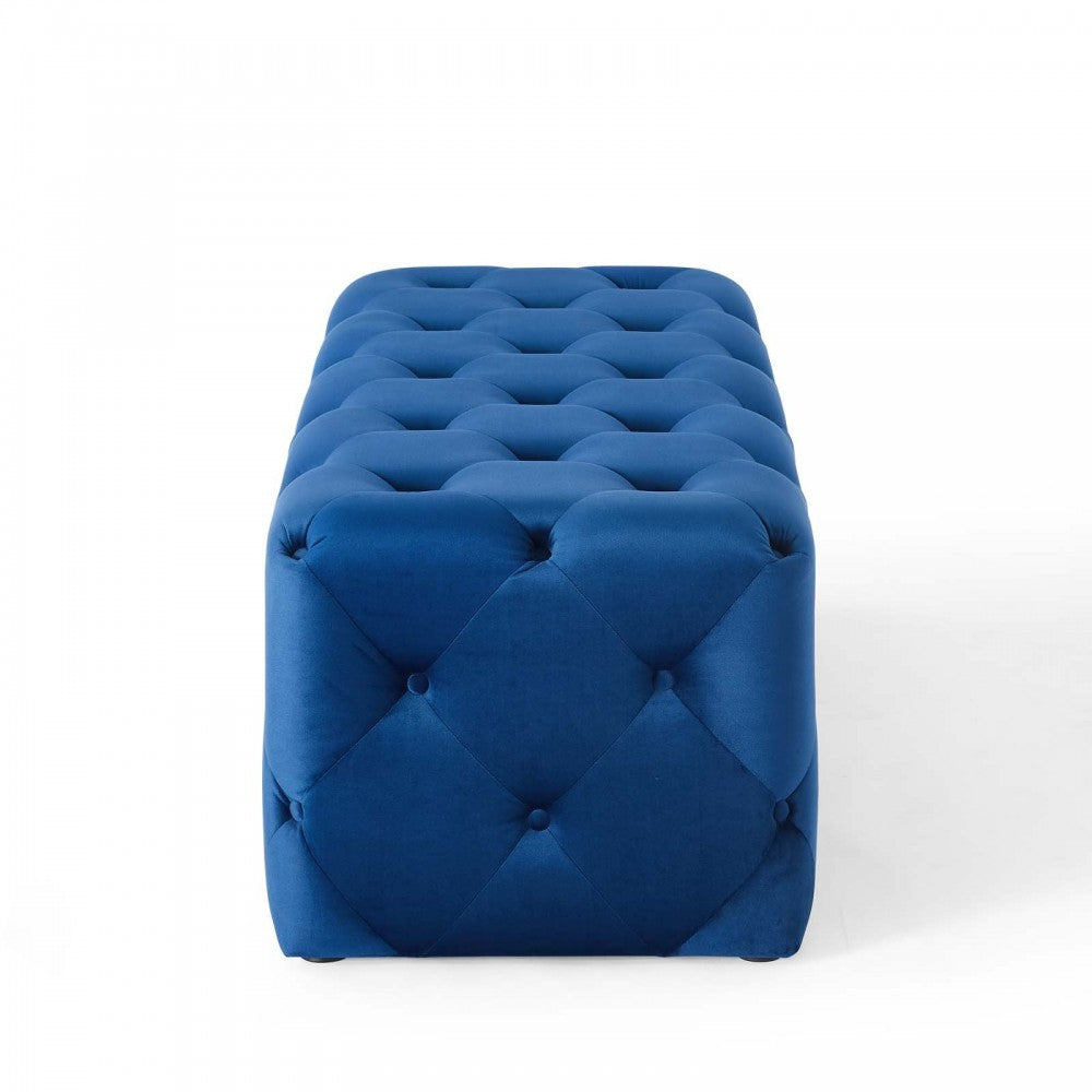 Amour 48" Tufted Button Entryway Performance Velvet Bench, Navy