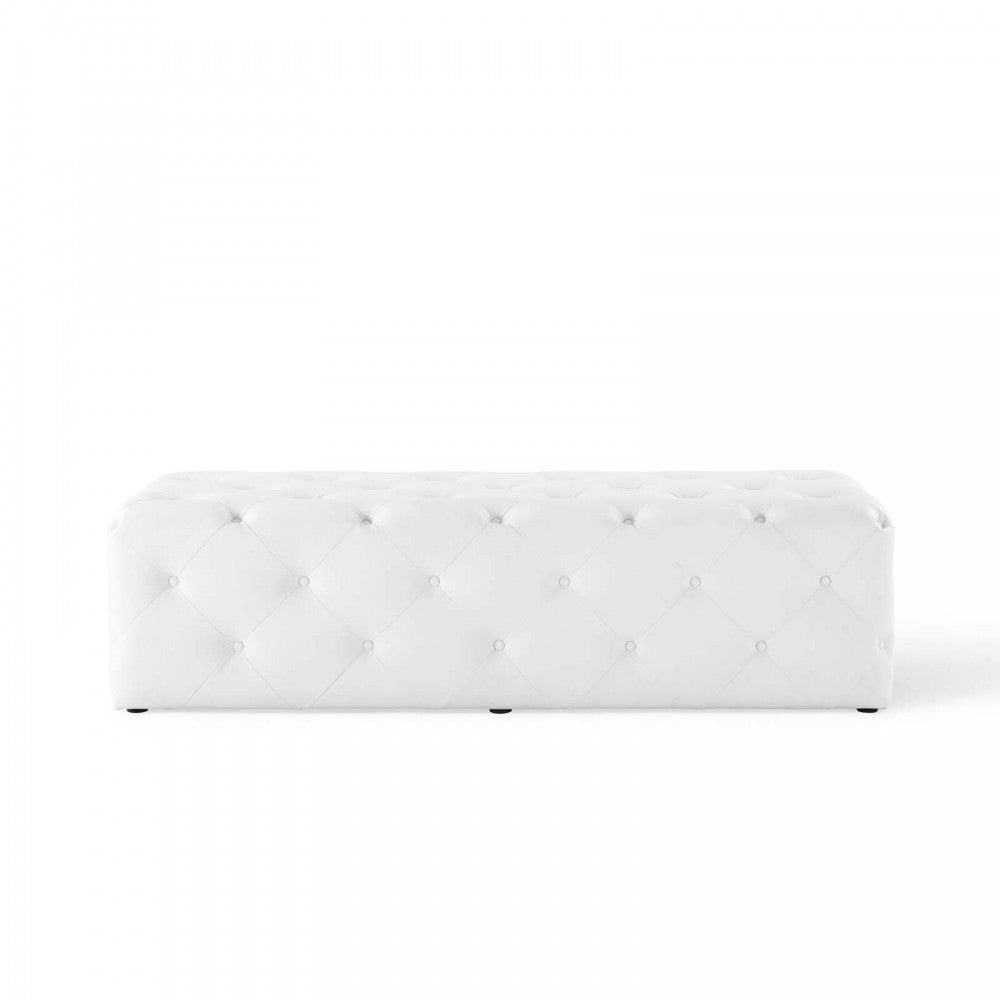 Amour 60" Tufted Button Entryway Faux Leather Bench