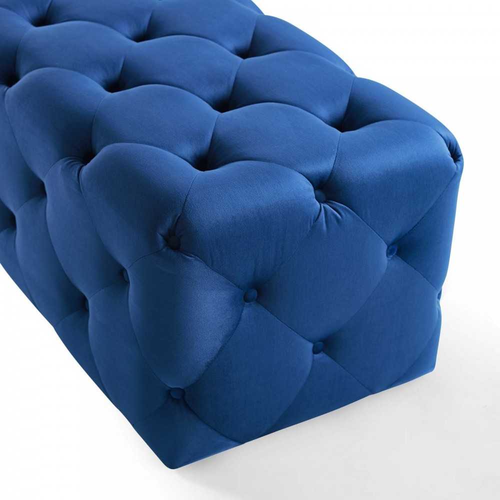 Amour 60" Tufted Button Entryway Performance Velvet Bench, Navy