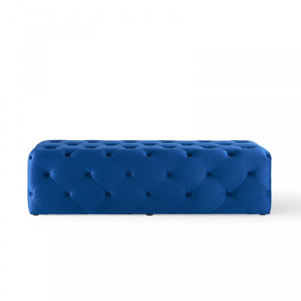 Amour 60" Tufted Button Entryway Performance Velvet Bench, Navy
