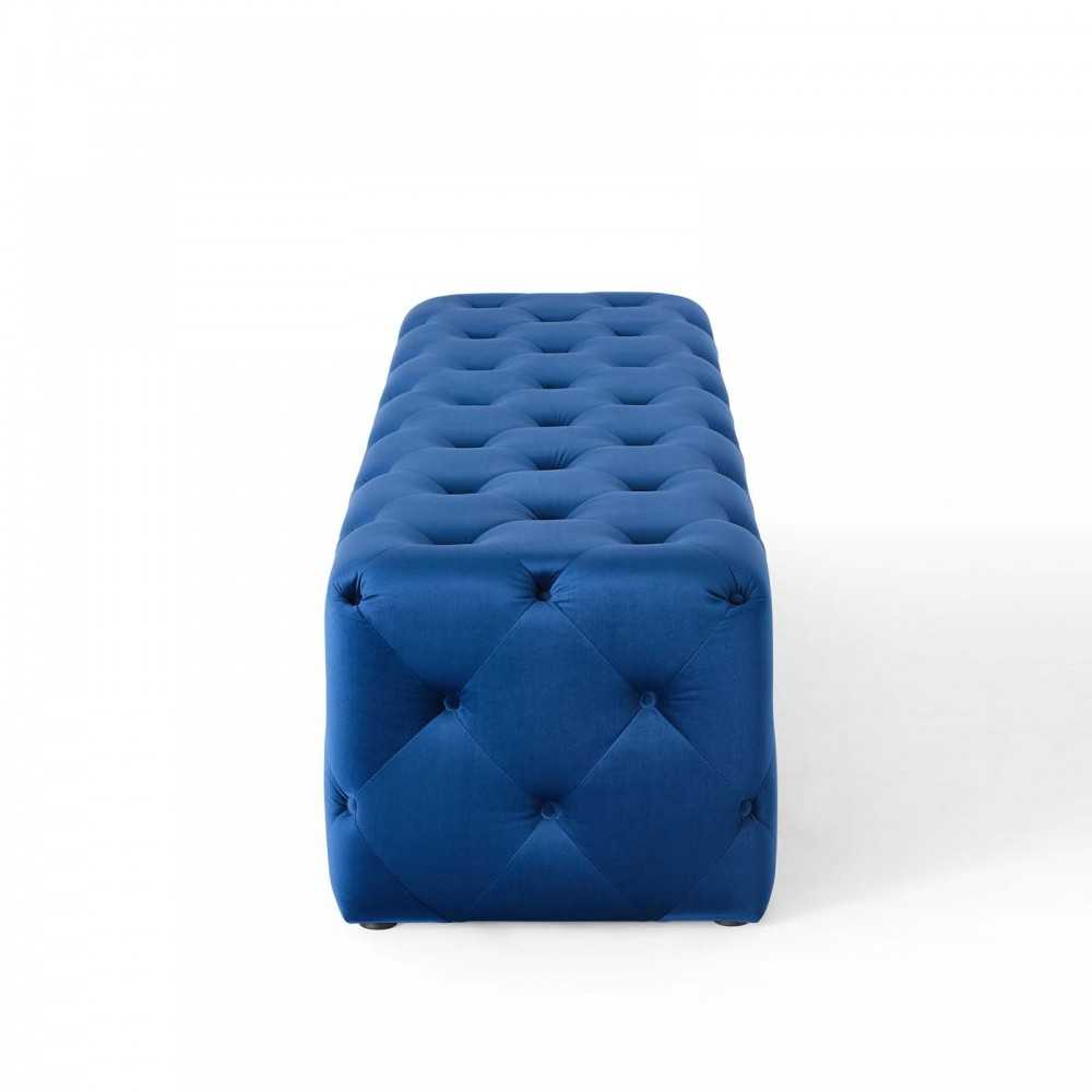 Amour 72" Tufted Button Entryway Performance Velvet Bench, Navy