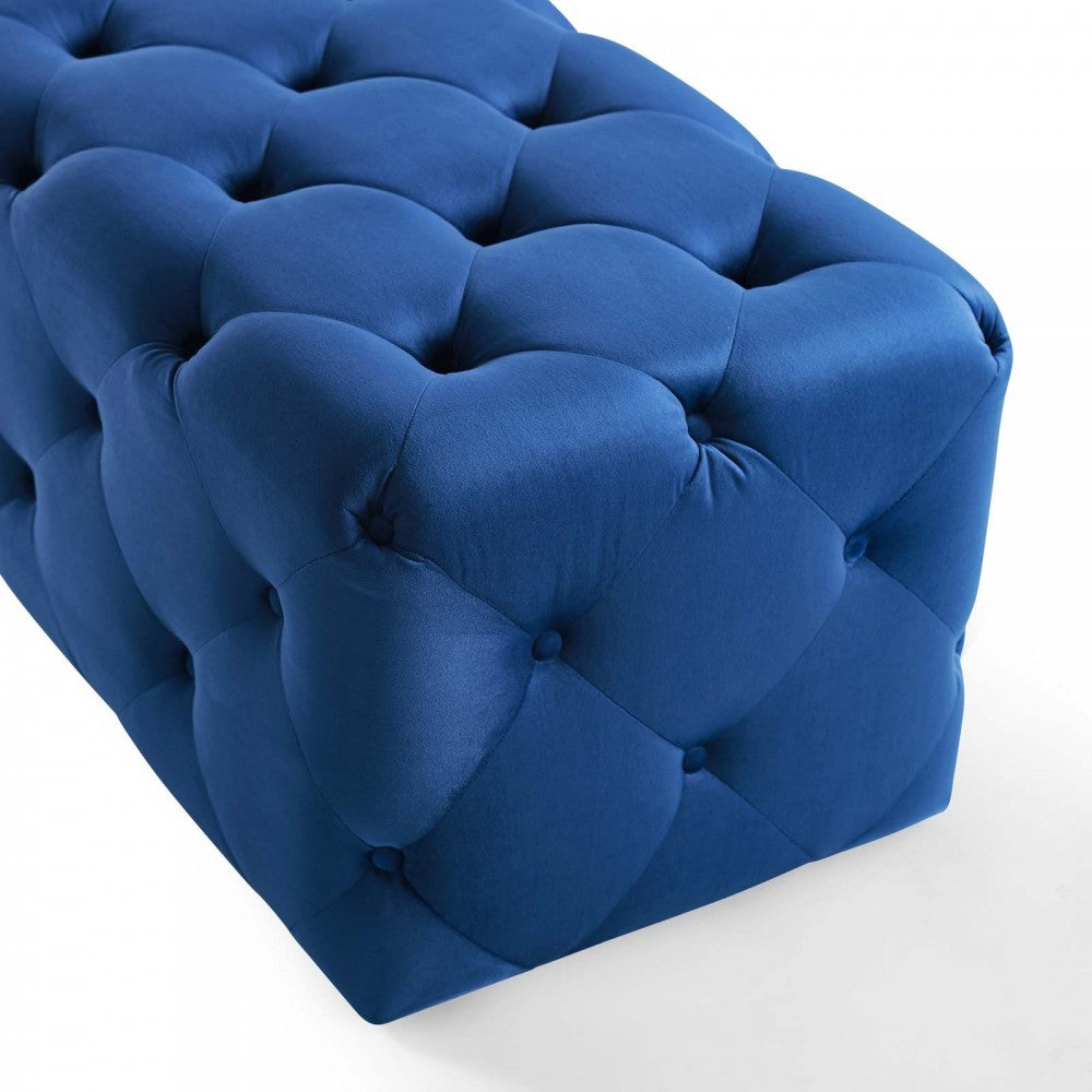Amour 72" Tufted Button Entryway Performance Velvet Bench, Navy