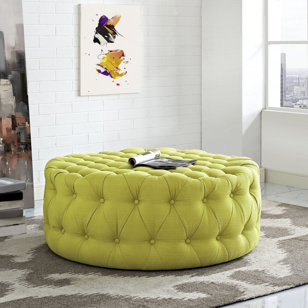 Amour Upholstered Fabric Ottoman, Wheatgrass