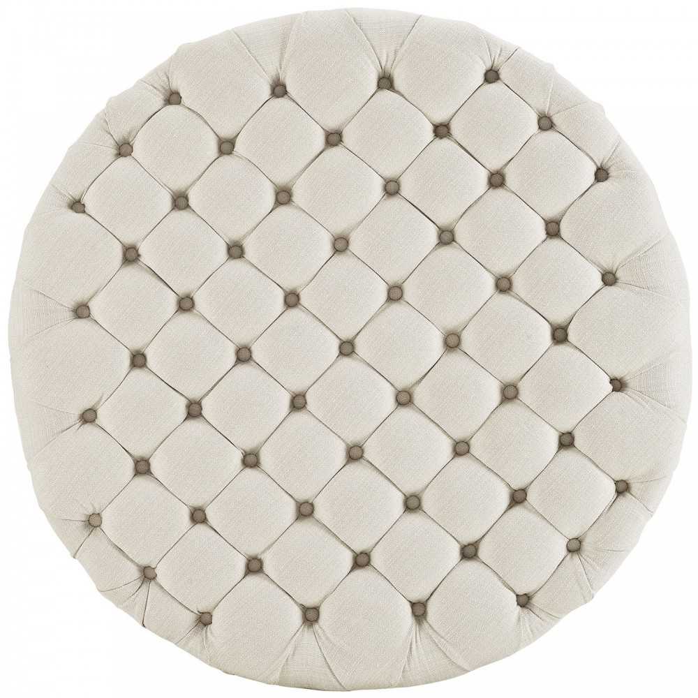Amour Upholstered Fabric Ottoman, Beige