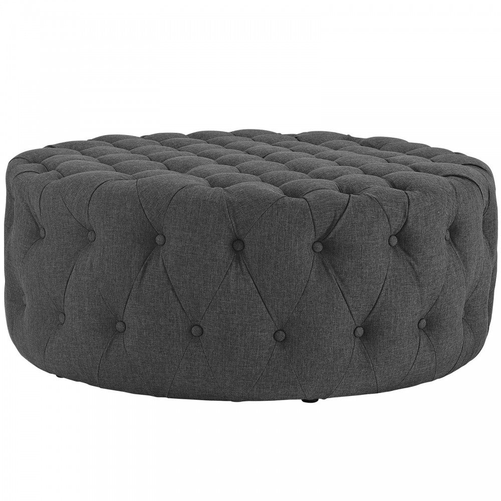 Amour Upholstered Fabric Ottoman, Gray