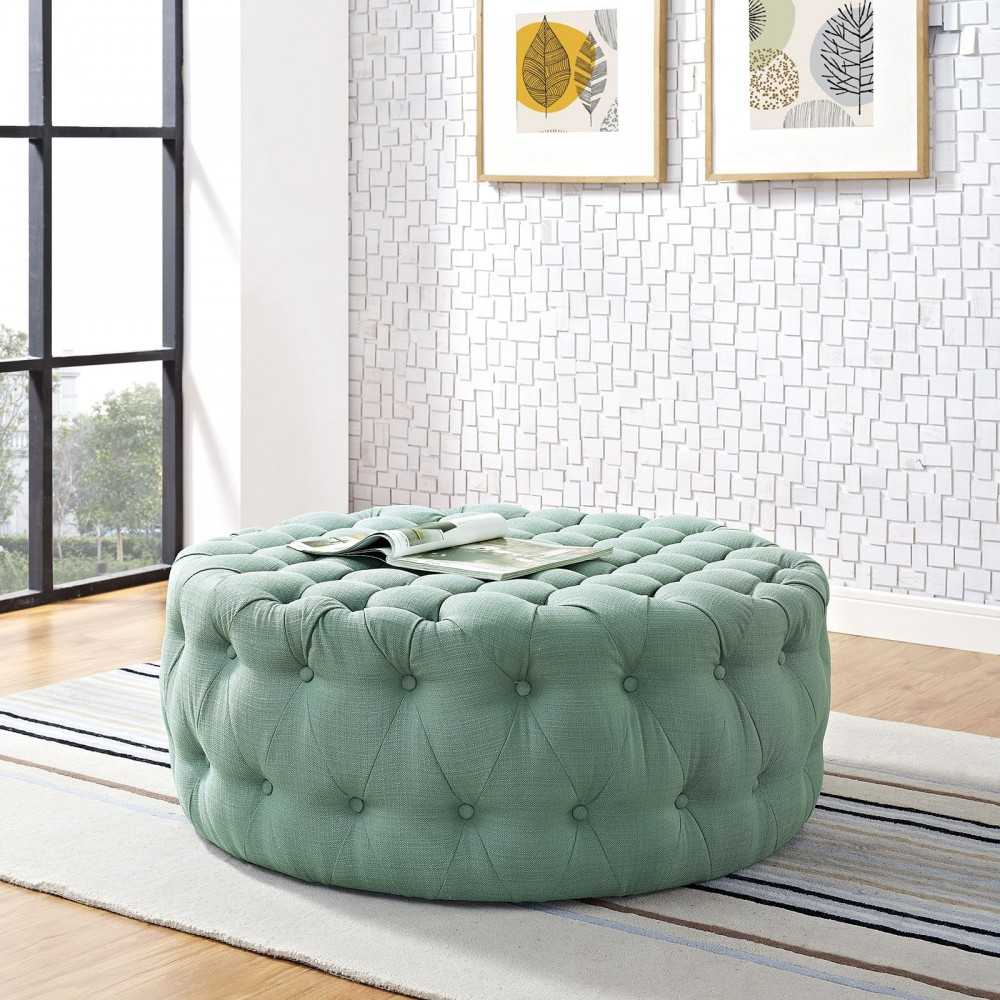 Amour Upholstered Fabric Ottoman, Laguna