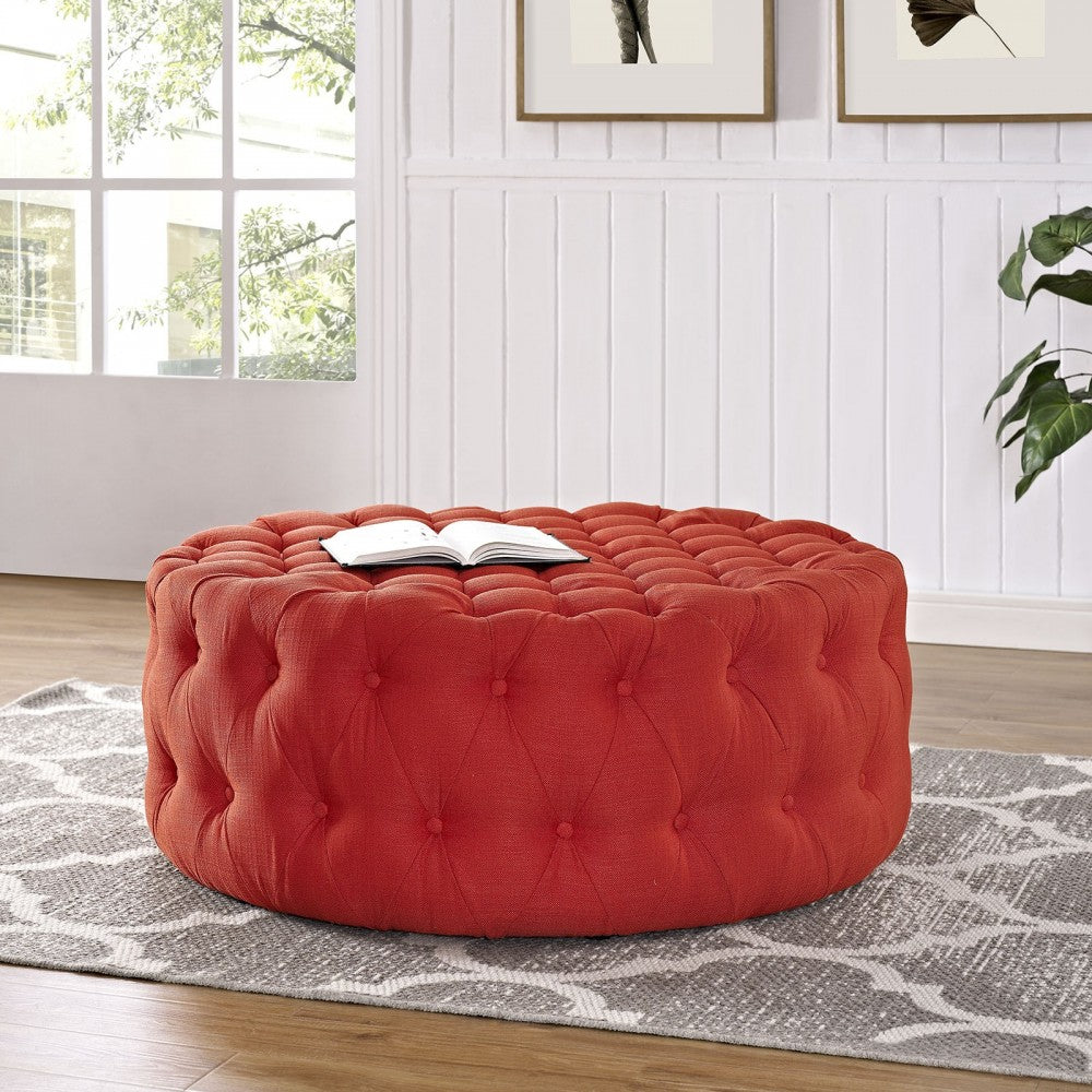 Amour Upholstered Fabric Ottoman, Atomic Red
