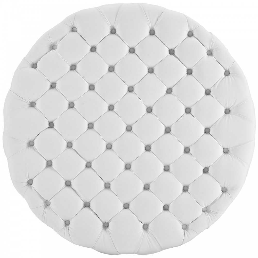 Amour Upholstered Vinyl Ottoman, White