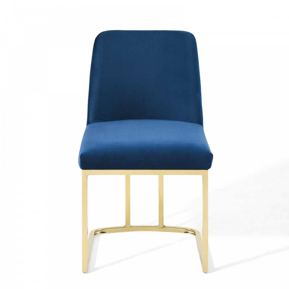 Amplify Sled Base Performance Velvet Dining Side Chair, Gold Navy