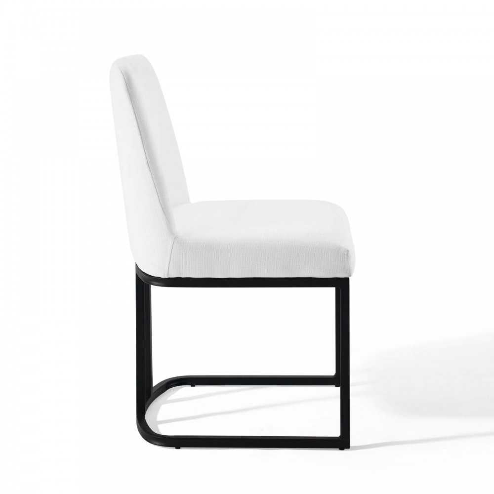 Amplify Sled Base Upholstered Fabric Dining Side Chair, Black White