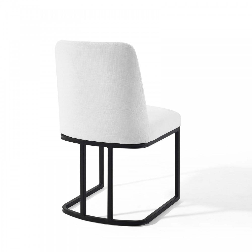Amplify Sled Base Upholstered Fabric Dining Side Chair, Black White