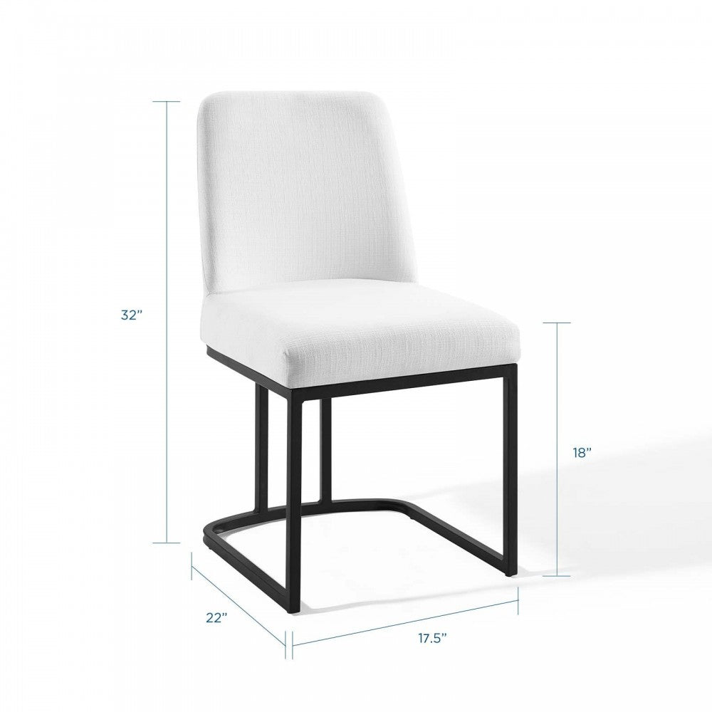 Amplify Sled Base Upholstered Fabric Dining Side Chair, Black White