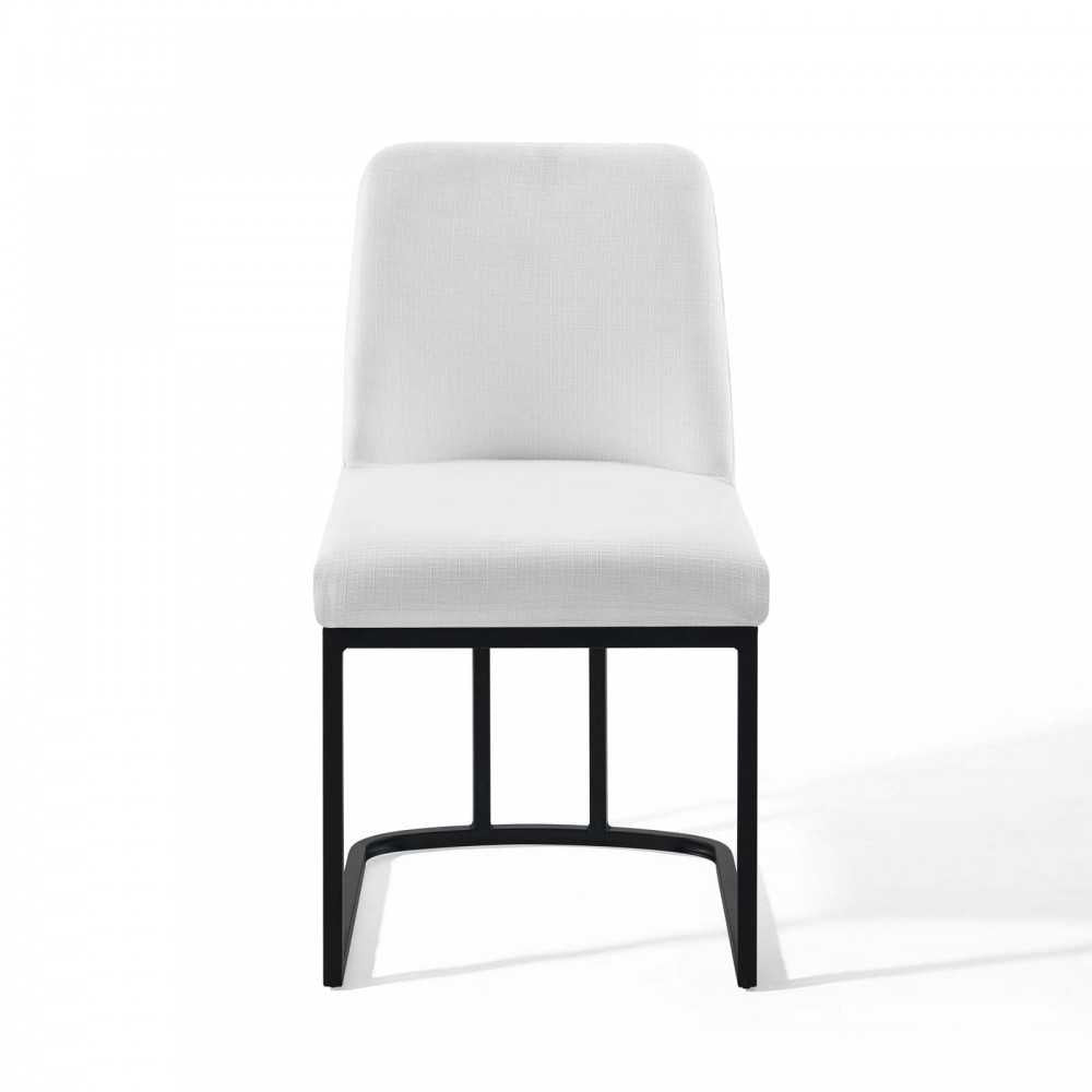 Amplify Sled Base Upholstered Fabric Dining Side Chair, Black White