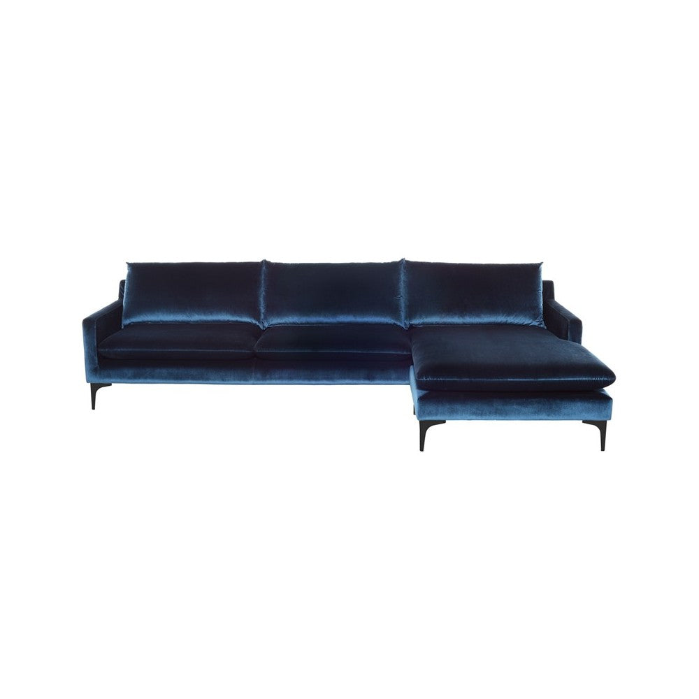 Anders Midnight Blue Fabric Sectional Sofa, HGSC489