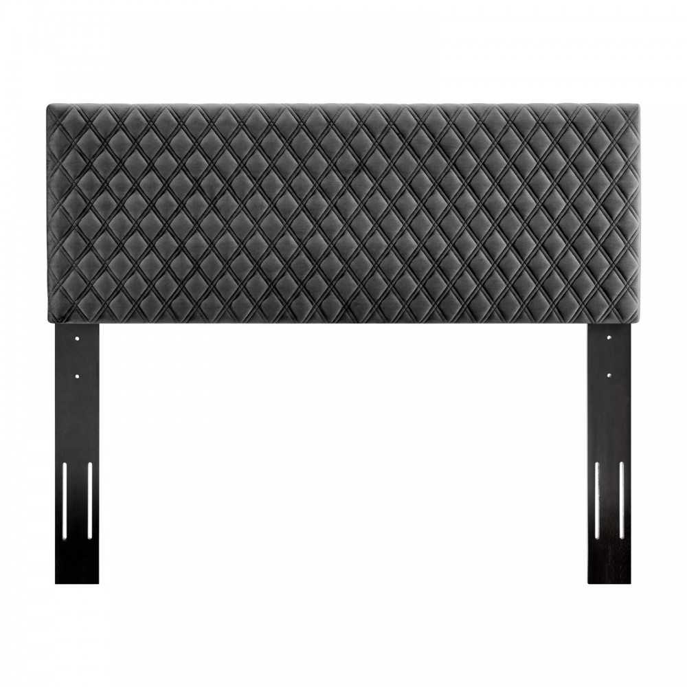 Angela Twin Performance Velvet Headboard, Charcoal