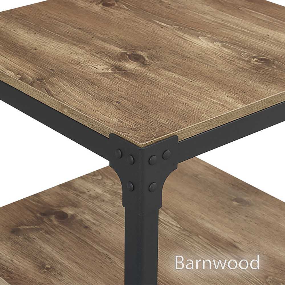 Angle Iron Rustic Wood End Side Table, Set of 2 - Barnwood