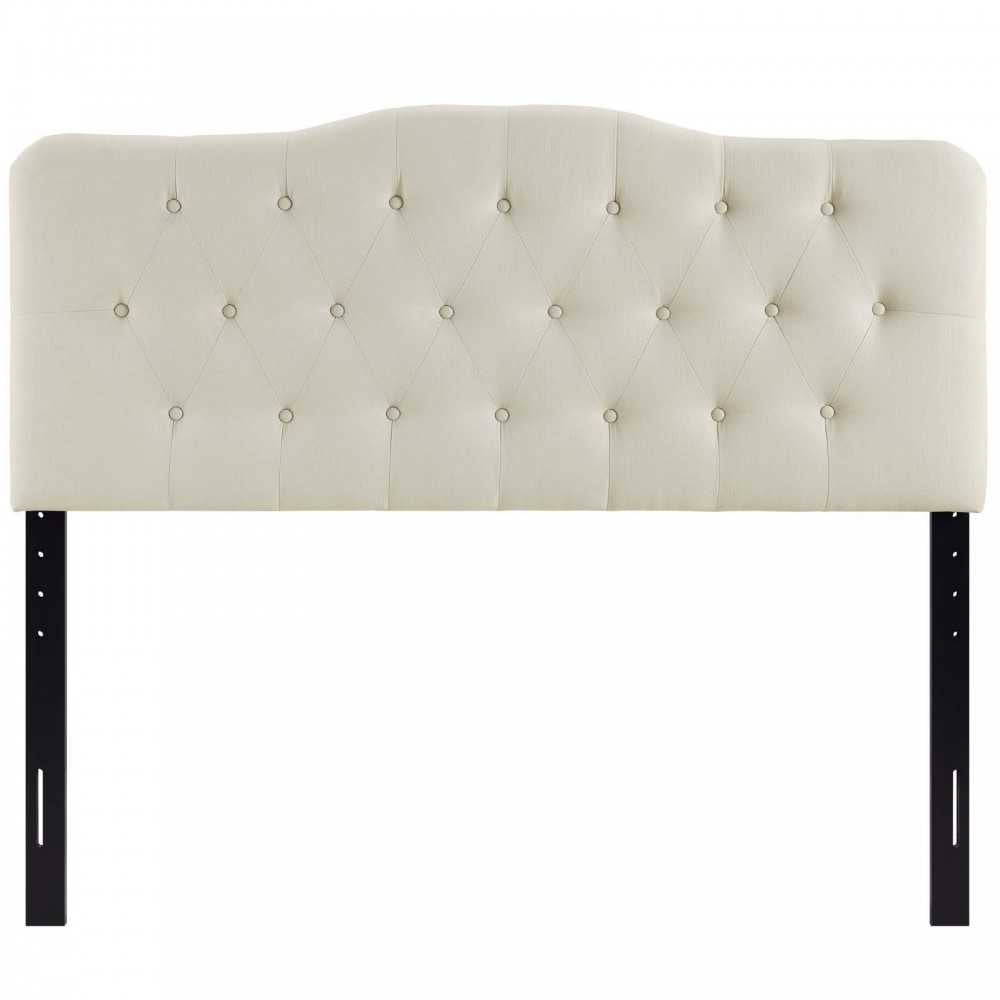 Annabel Queen Upholstered Fabric Headboard, Ivory