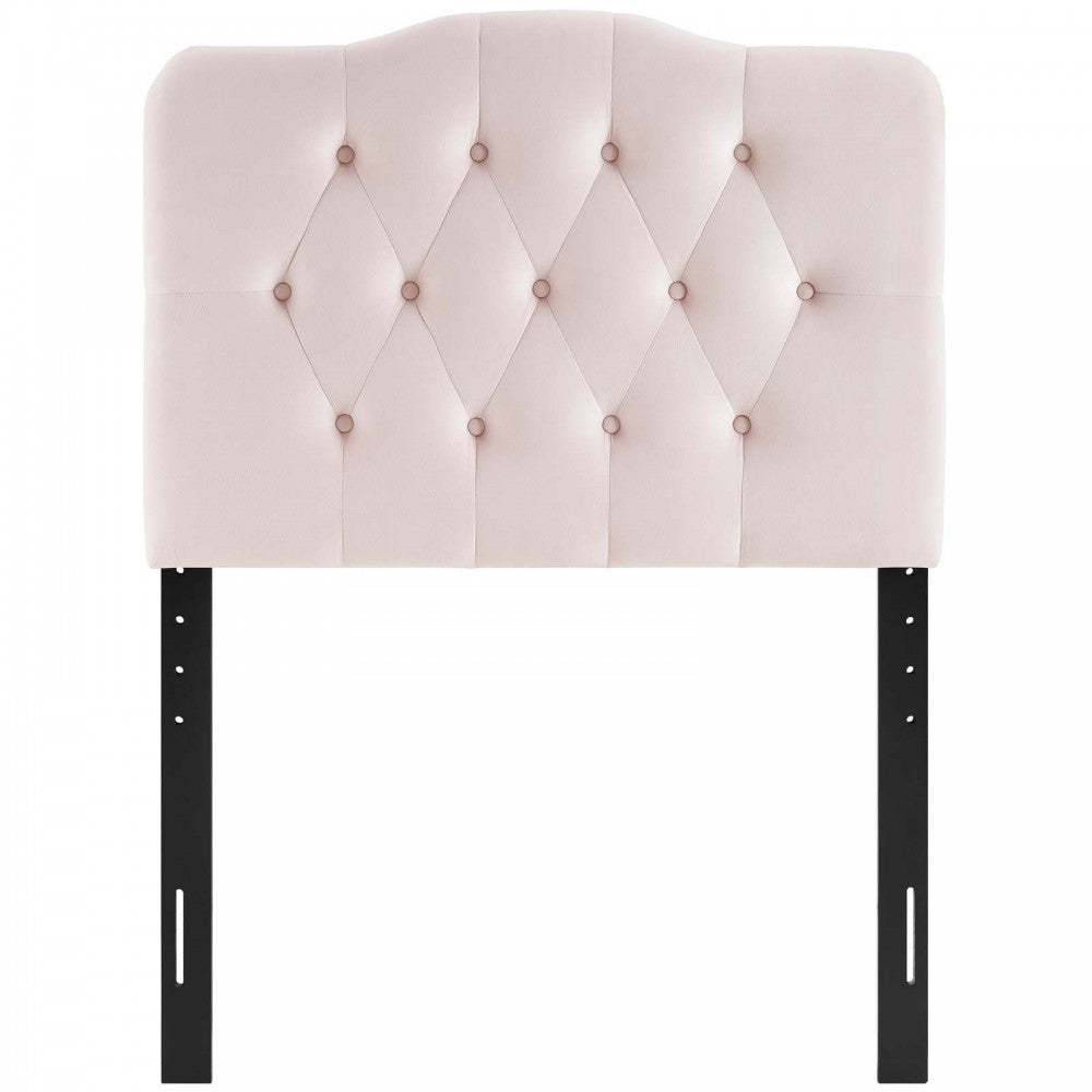Annabel Twin Diamond Tufted Performance Velvet Headboard, Pink