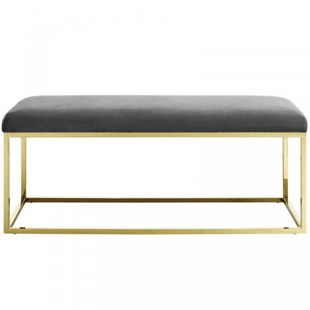 Anticipate Fabric Bench, Gold Gray