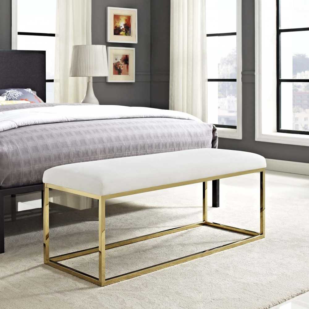 Anticipate Fabric Bench, Gold Ivory