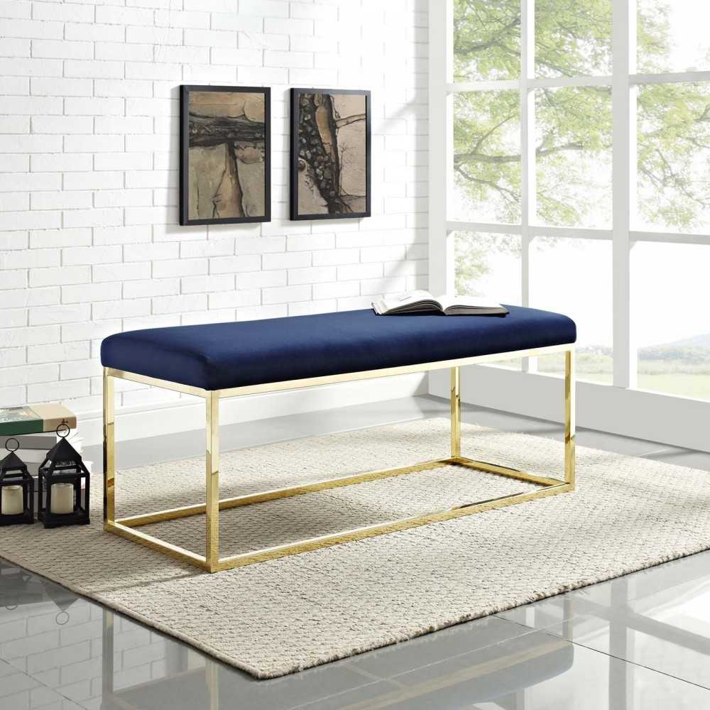 Anticipate Fabric Bench, Gold Navy