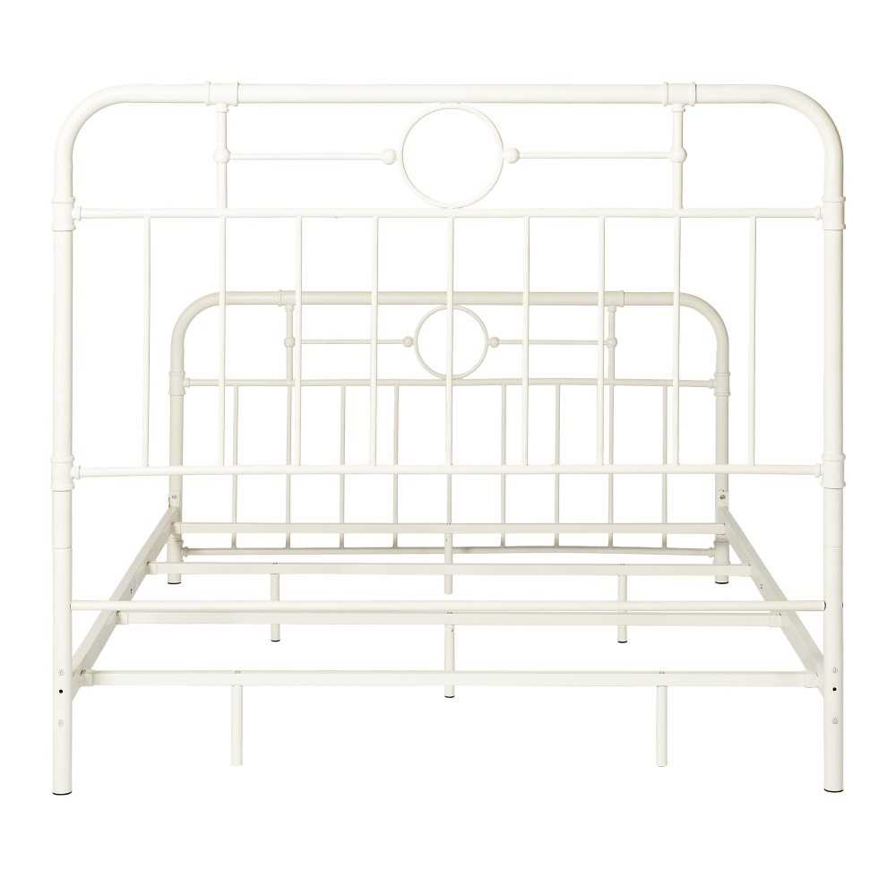 Antiqua Metal Pipe Queen Size Bed - Antique White