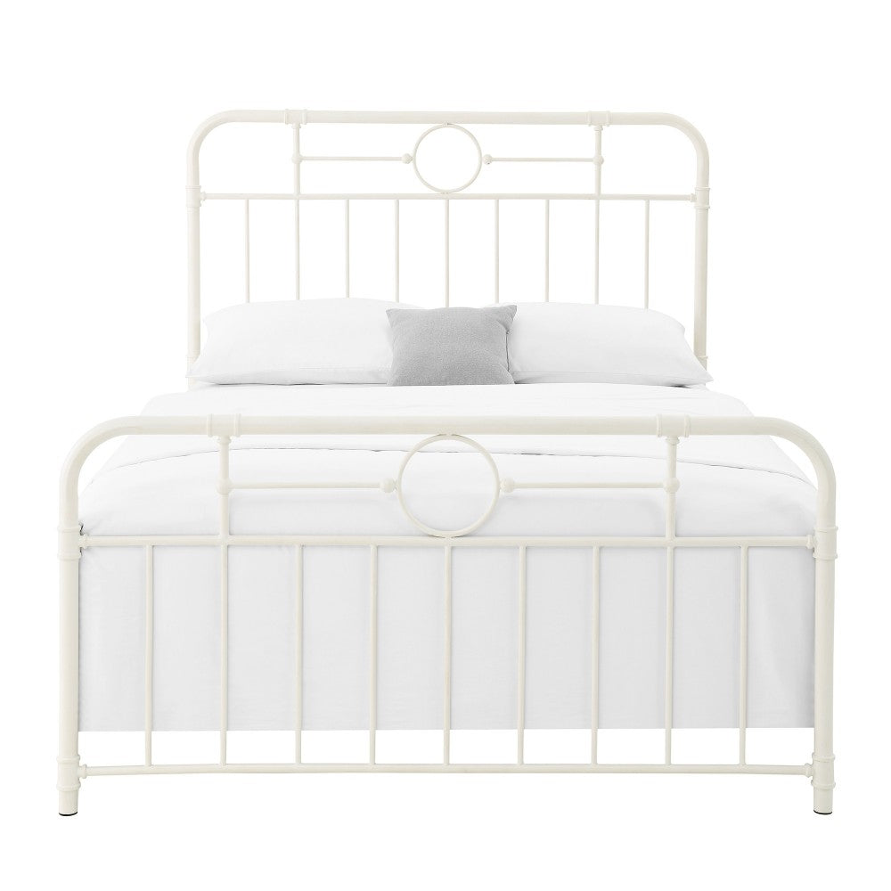 Antiqua Metal Pipe Queen Size Bed - Antique White