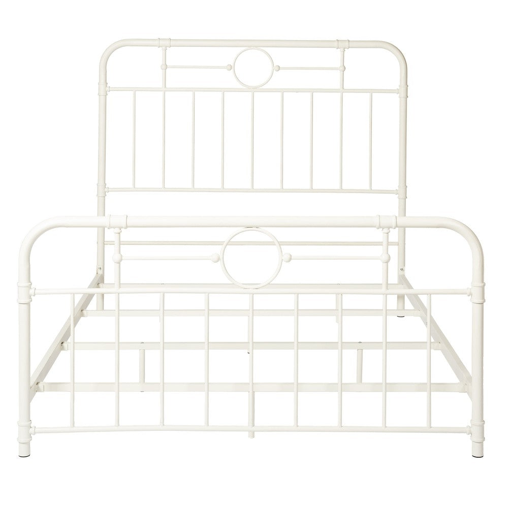 Antiqua Metal Pipe Queen Size Bed - Antique White