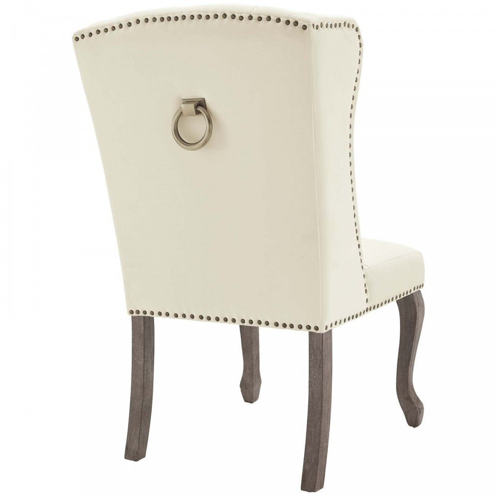 Apprise French Vintage Dining Performance Velvet Side Chair, Ivory