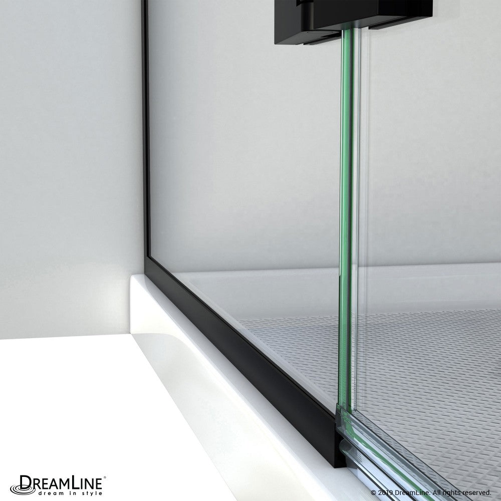 Aqua Ultra 45 in. W x 72 in. H Frameless Hinged Shower Door in Satin Black