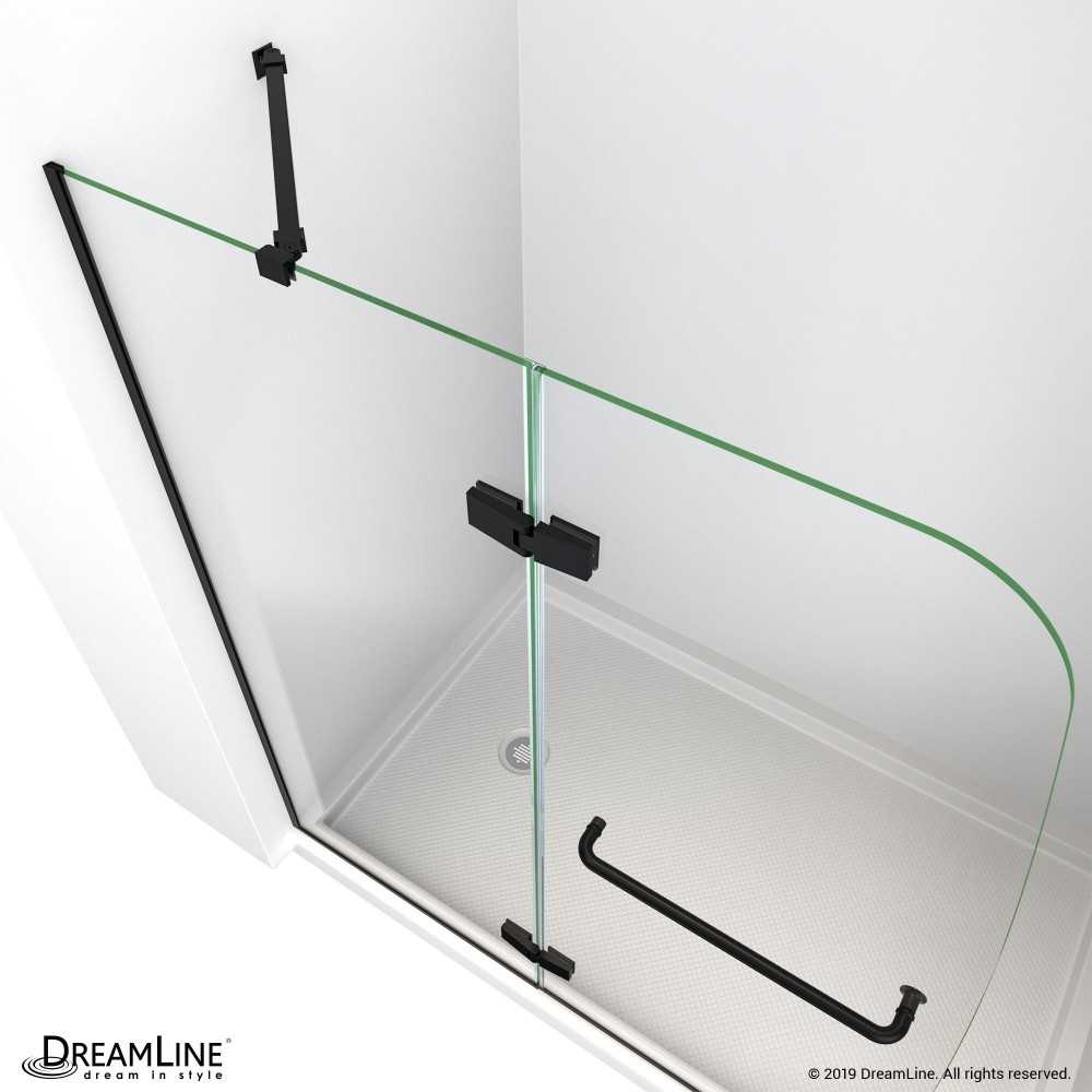 Aqua Ultra 45 in. W x 72 in. H Frameless Hinged Shower Door in Satin Black