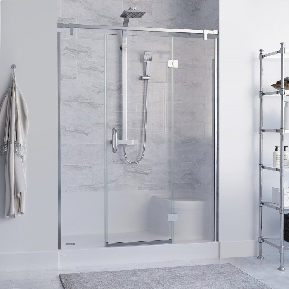Aquatique 60x32 Single Threshold Shower Base, LH Drain, Right Hand Seat in White