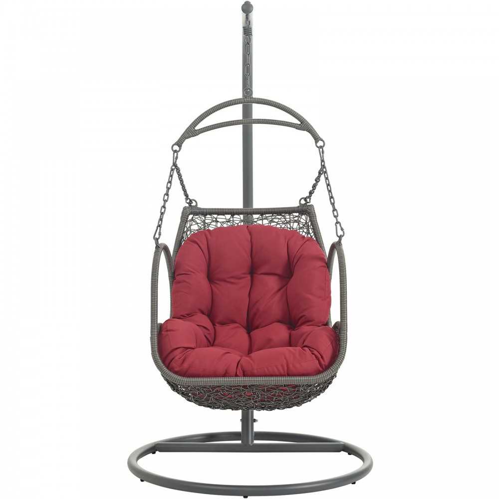 Arbor Outdoor Patio Wood Swing Chair, Red